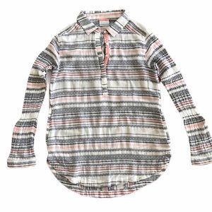 Columbia stripe Henley hi-lo long sleeve shirt S